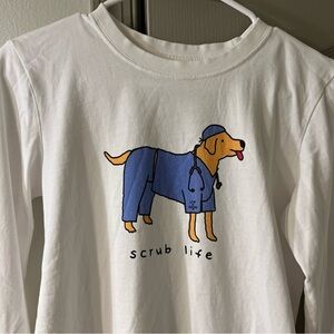 Life is Good Scrub Dog Crusher Tee Long Sleeve Small